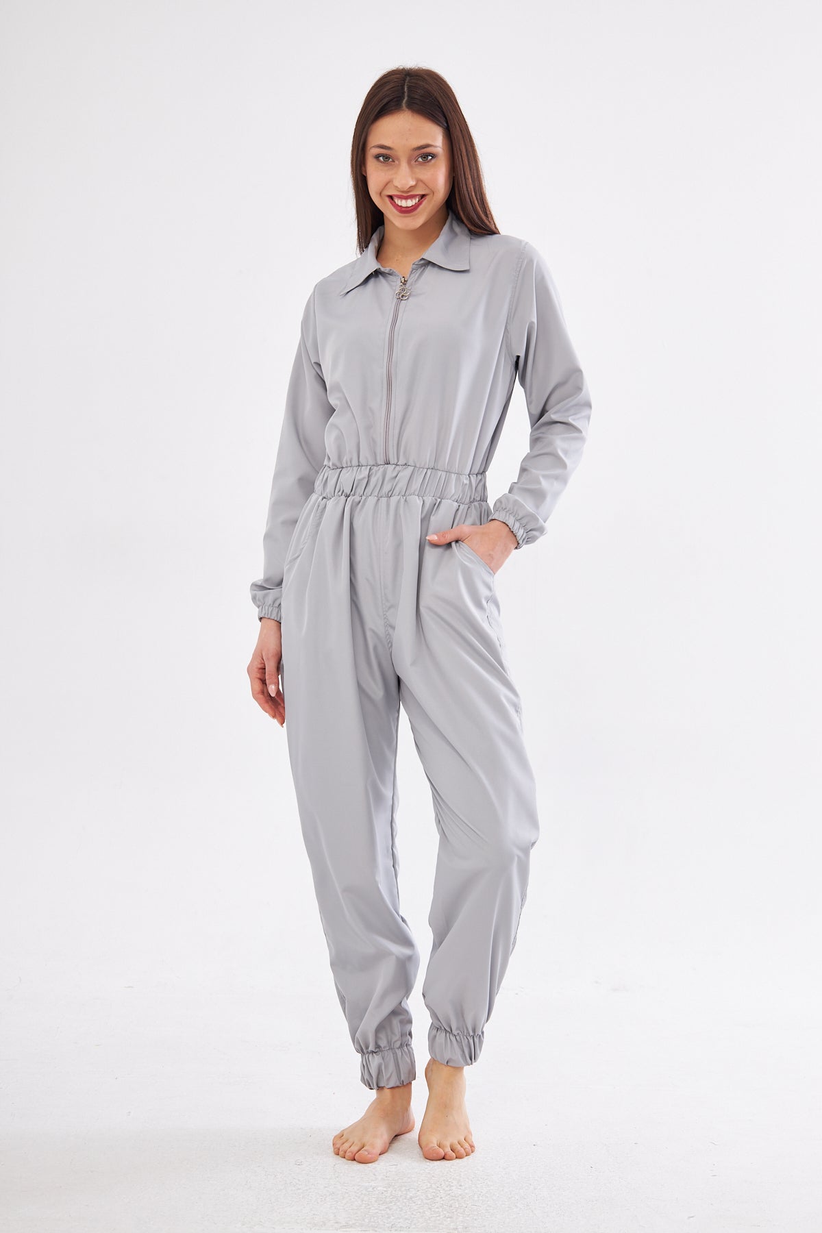 By Suu Sever Gray Jumpsuit Hijab Swimsuit