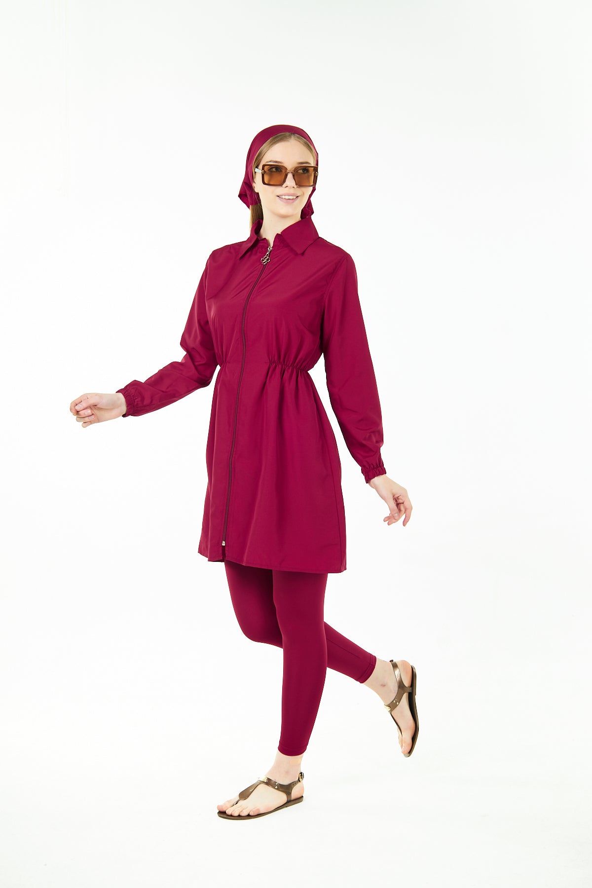 Claret Red Hijab Swimsuit Set of 2
