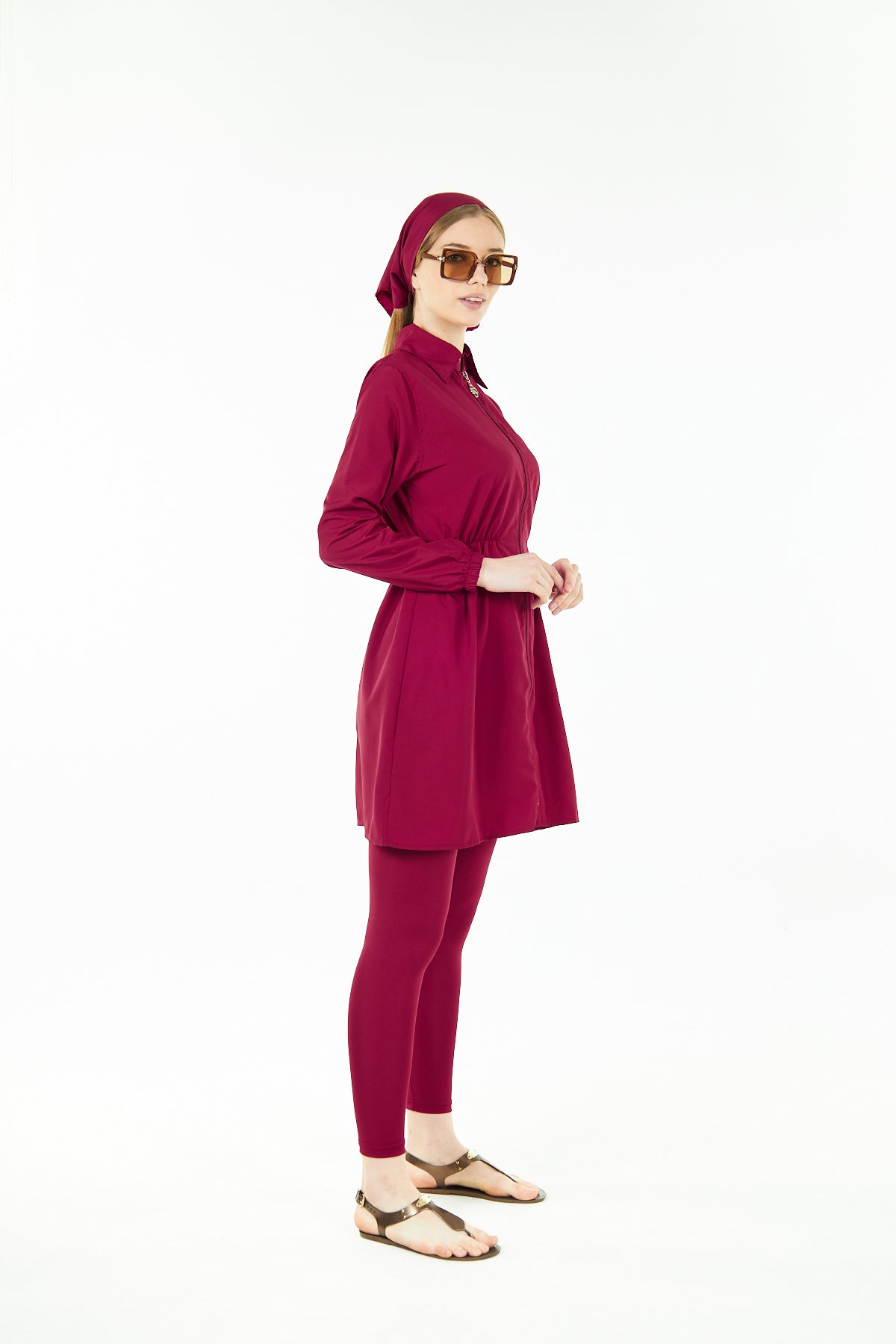 Claret Red Hijab Swimsuit Set of 2