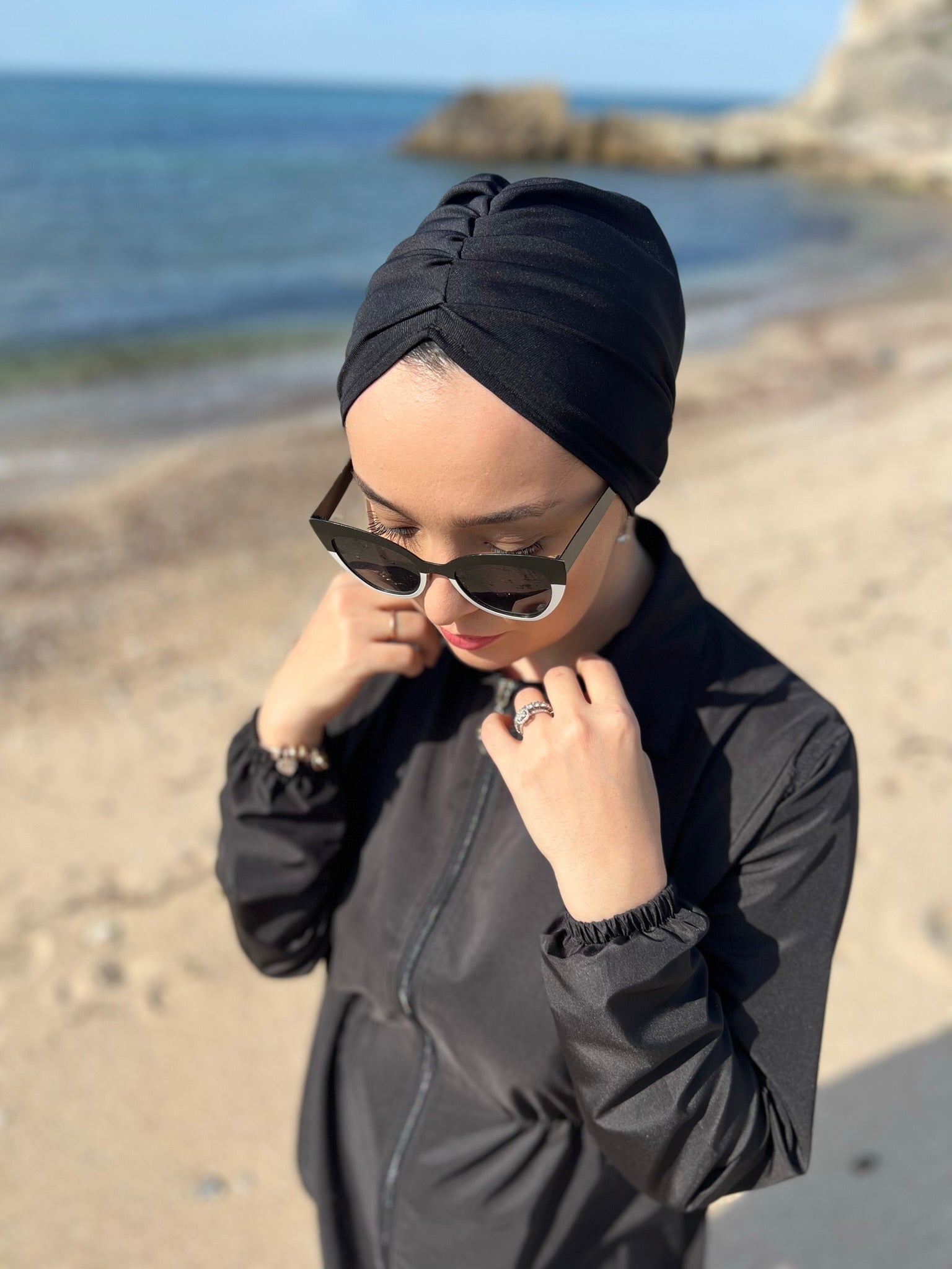 Turtleneck Ethnic Hijab Swimsuit Top